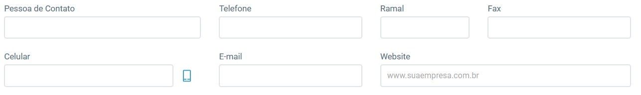 Tela de informações de contato