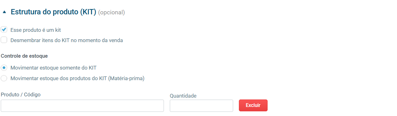 Configurações de kit
