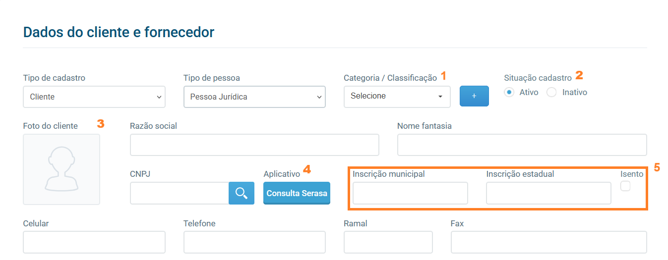 Tela de dados do cliente
