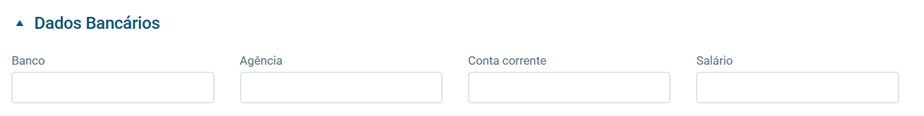 Tela de dados bancários