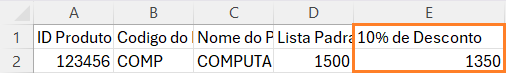 Exemplo de planilha modificada