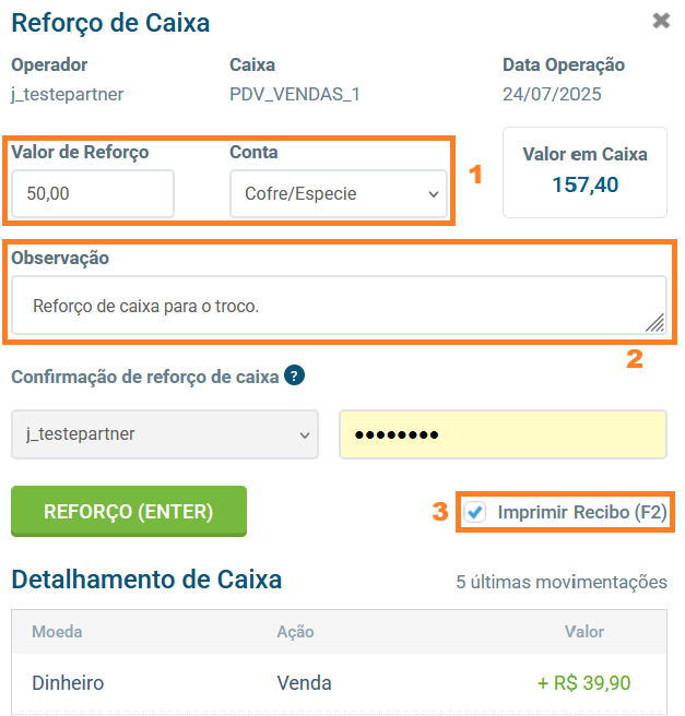 Tela de reforço de caixa