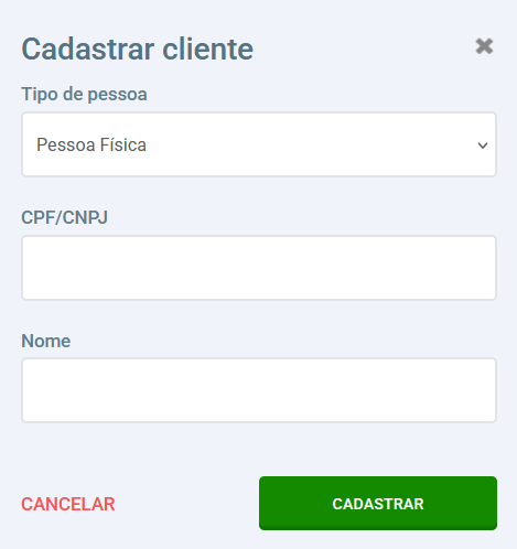Formulário de cadastro de cliente
