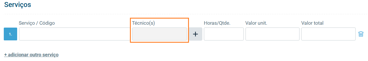 Opção para adicionar múltiplos técnicos