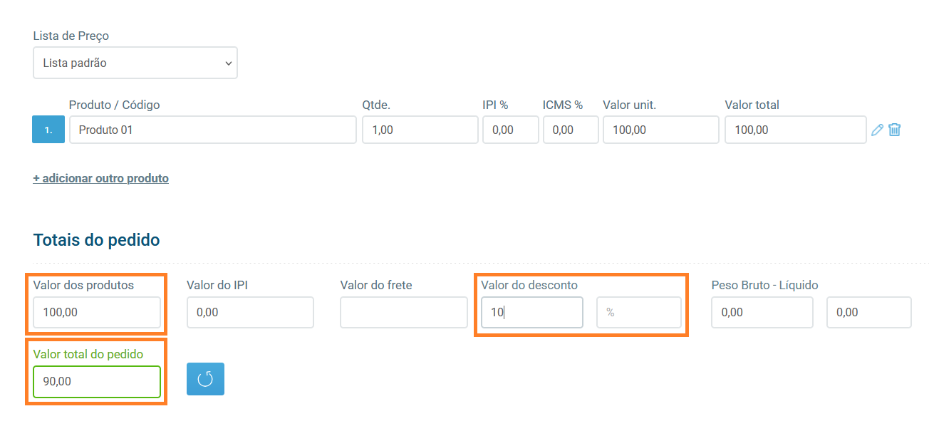 Exemplo de cálculo de comissão